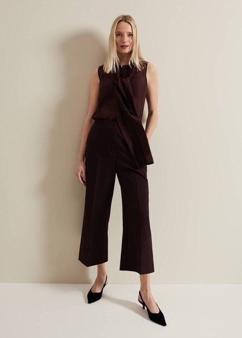 Phase Eight Aubrielle Clean Crepe Culotte Trousers Burgundy Canada | YANCTM-589